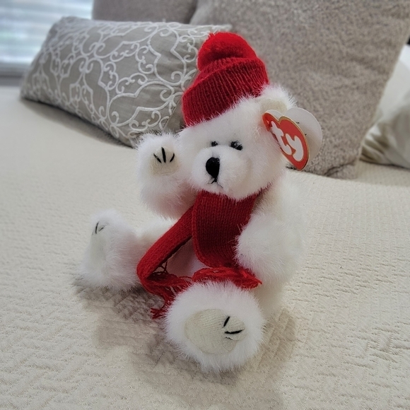 NEW Vintage TY Peppermint Polar Bear Winter Hat and Scarf - Picture 16 of 16